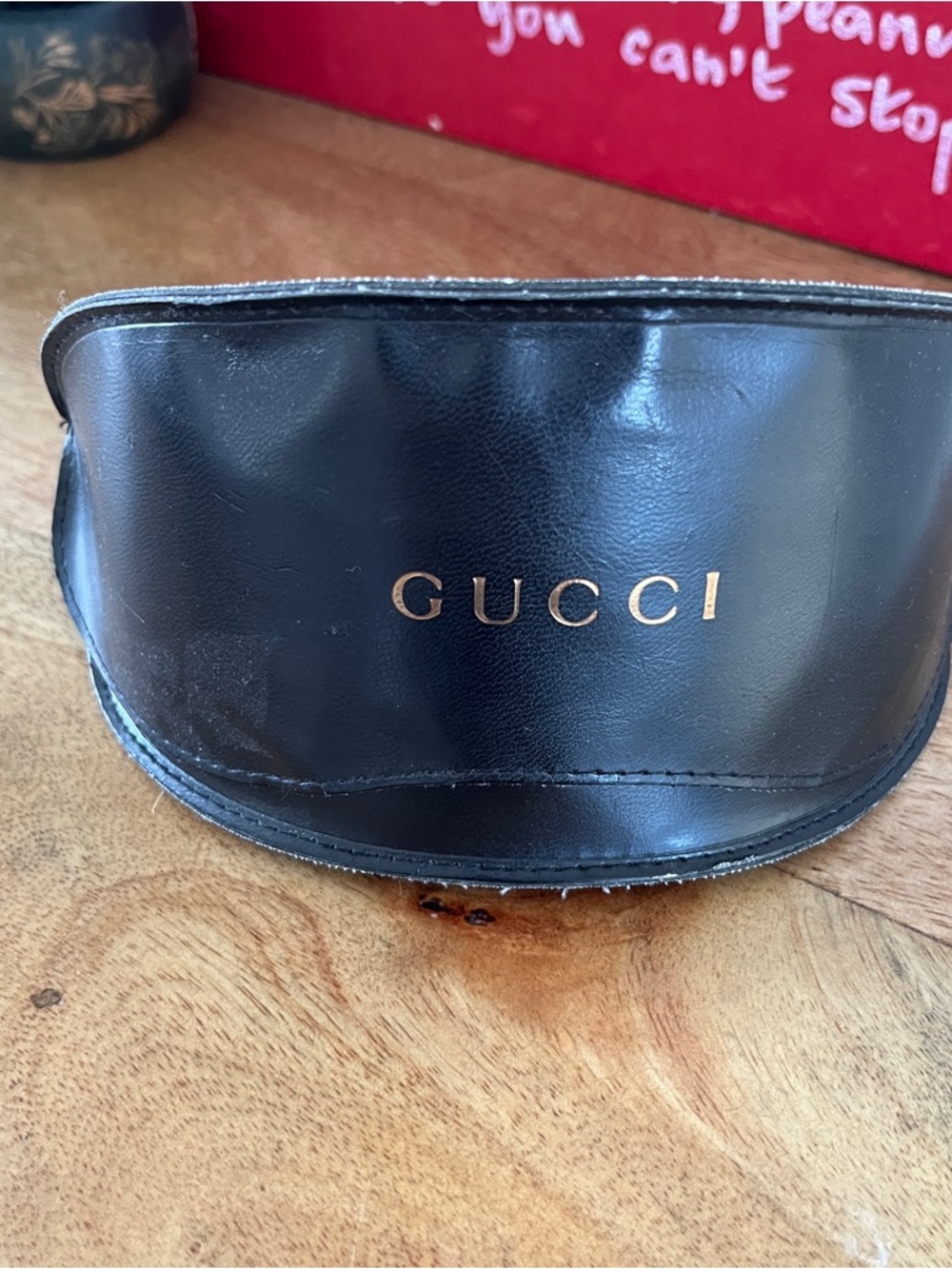 Gucci Black Sunglasses Case with Gold Logo